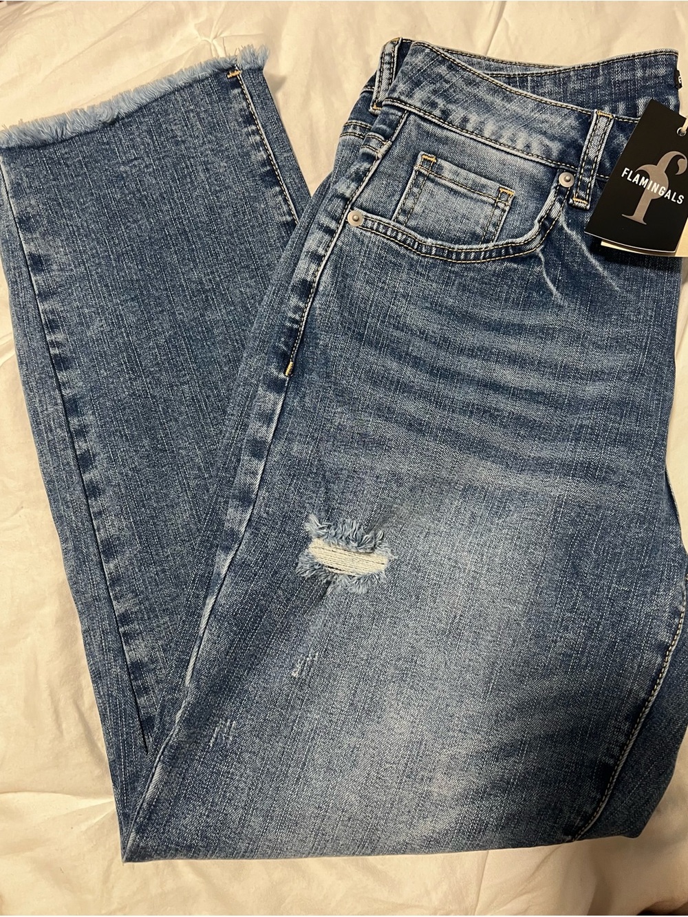 Flamingals Mid Blue Distressed Jeans -Medium